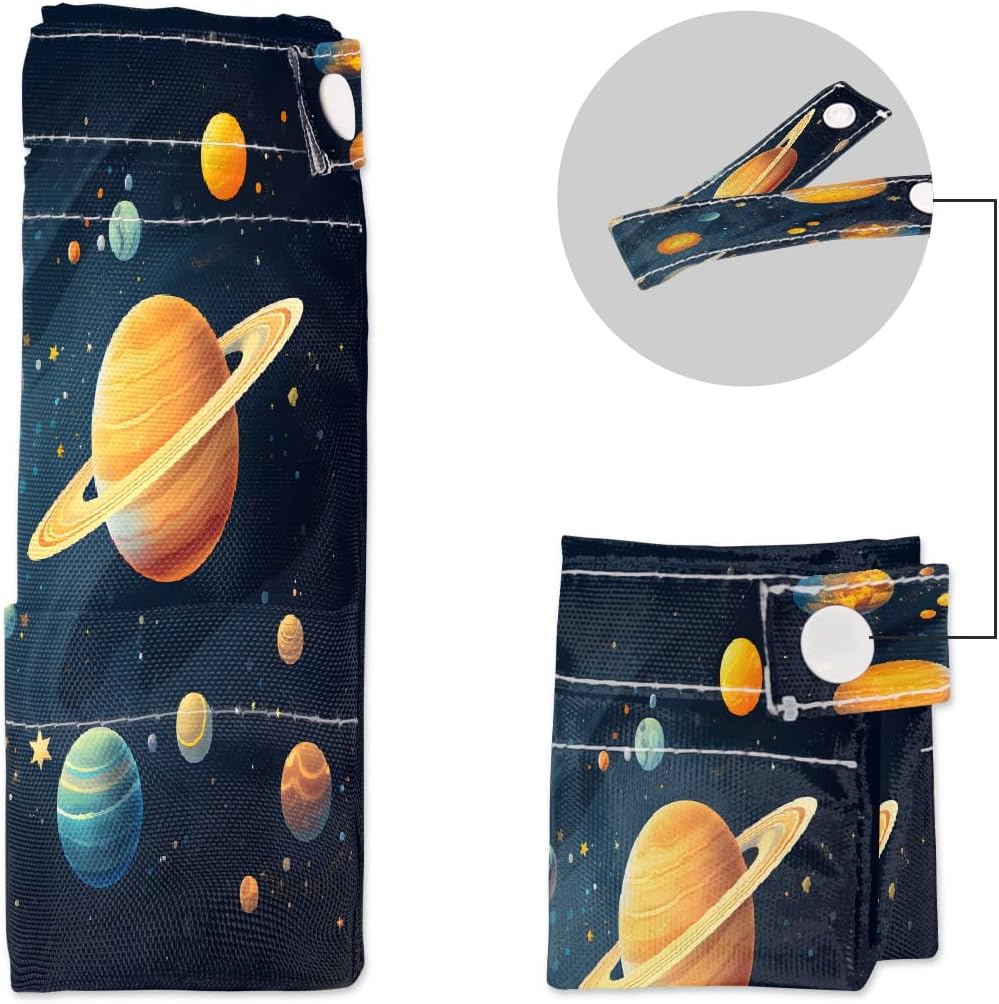 2-Pack Waterproof Wet Dry Bags for Swimsuits & Travel - Large & Small Sizes with Snap Handles, Lightweight Nebula Galaxy Blue Print Polyester Bags (11.8"x13.5" + 8.7"x5.1")