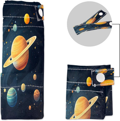 2-Pack Waterproof Wet Dry Bags for Swimsuits & Travel - Large & Small Sizes with Snap Handles, Lightweight Nebula Galaxy Blue Print Polyester Bags (11.8"x13.5" + 8.7"x5.1")