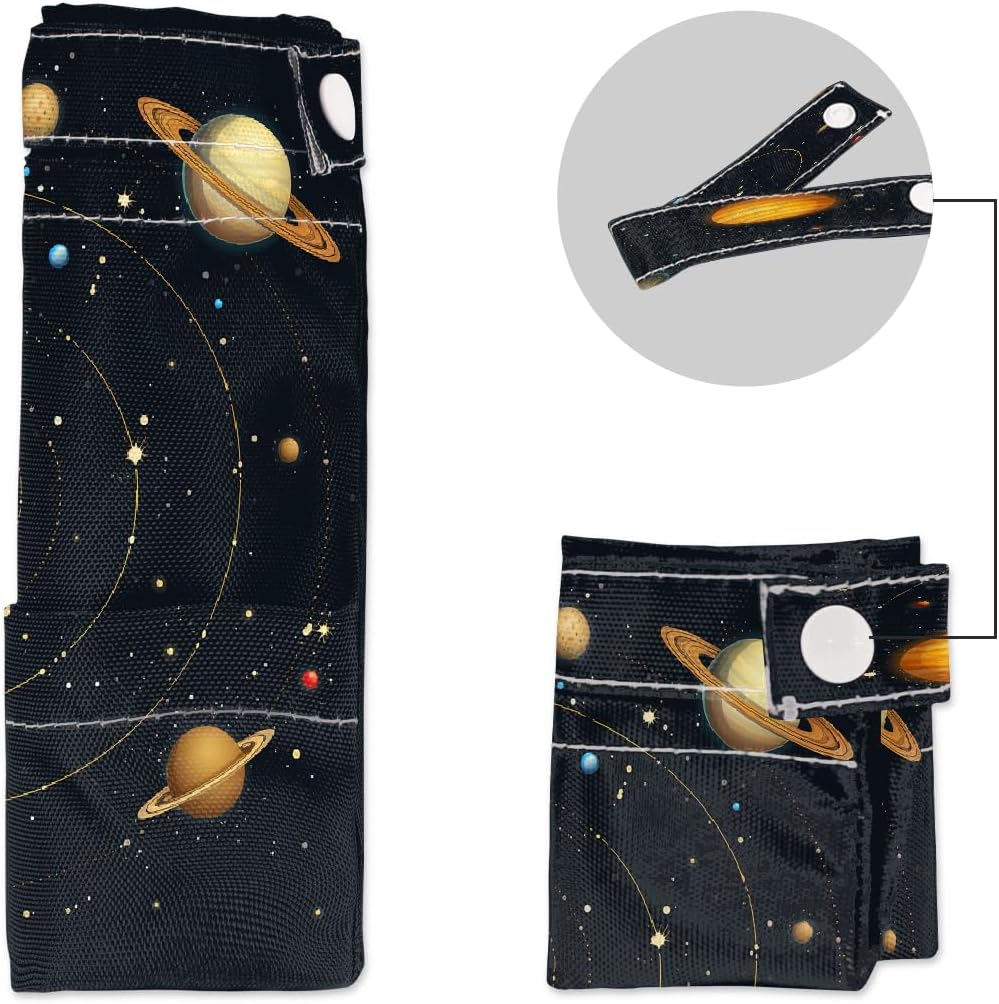 2-Pack Waterproof Wet Dry Bags for Swimsuits & Travel - Large & Small Sizes with Snap Handles, Lightweight Nebula Galaxy Blue Print Polyester Bags (11.8"x13.5" + 8.7"x5.1")