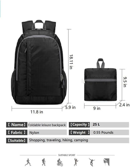 Ultra Lightweight-Packable-Hiking-Backpack Foldable Travel Camping Daypack Casual Outdoor Water-resistant 25L Backpacks (Lake Blue)
