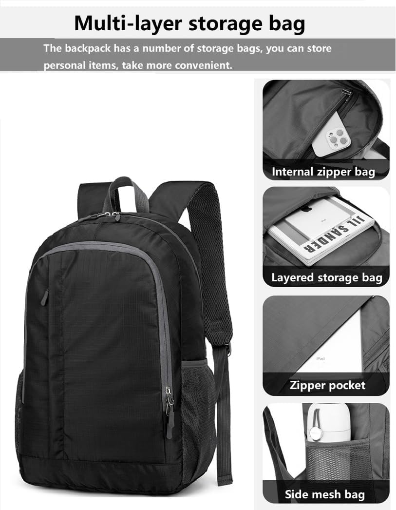 Ultra Lightweight-Packable-Hiking-Backpack Foldable Travel Camping Daypack Casual Outdoor Water-resistant 25L Backpacks (Lake Blue)