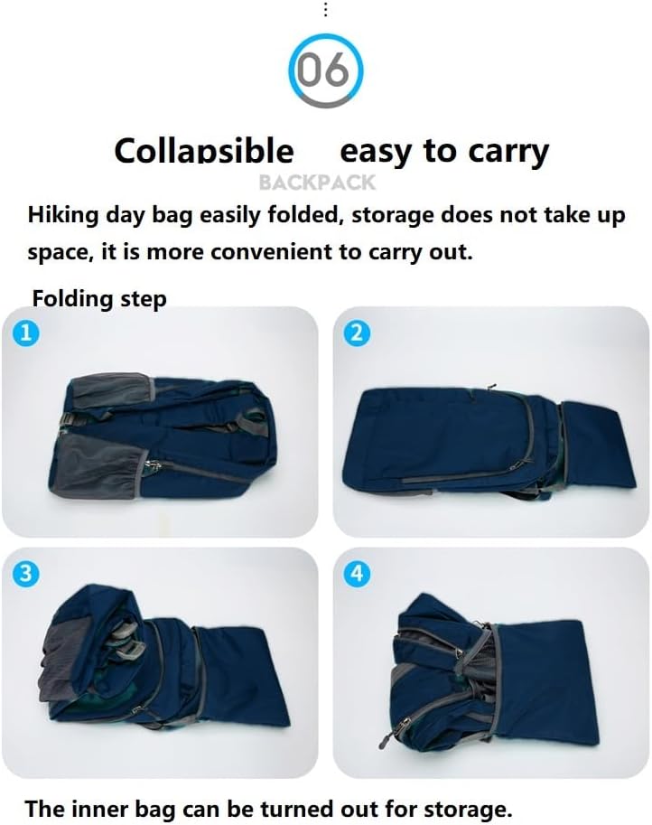 Ultra Lightweight-Packable-Hiking-Backpack Foldable Travel Camping Daypack Casual Outdoor Water-resistant 25L Backpacks (Lake Blue)
