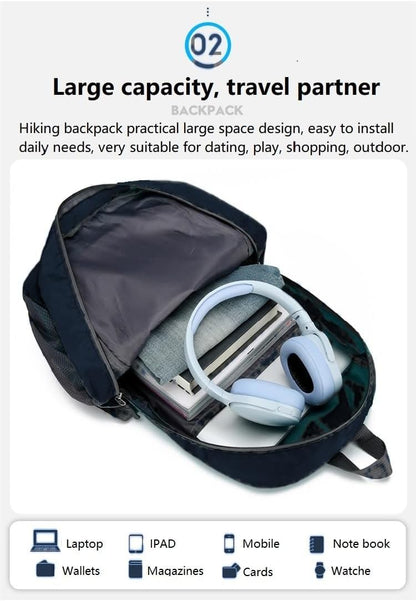 Ultra Lightweight-Packable-Hiking-Backpack Foldable Travel Camping Daypack Casual Outdoor Water-resistant 25L Backpacks (Lake Blue)