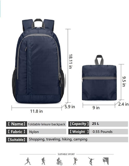 Ultra Lightweight-Packable-Hiking-Backpack Foldable Travel Camping Daypack Casual Outdoor Water-resistant 25L Backpacks (Lake Blue)
