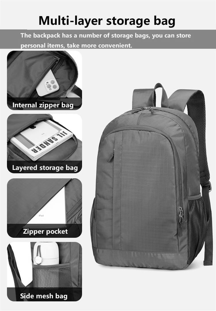 Ultra Lightweight-Packable-Hiking-Backpack Foldable Travel Camping Daypack Casual Outdoor Water-resistant 25L Backpacks (Lake Blue)