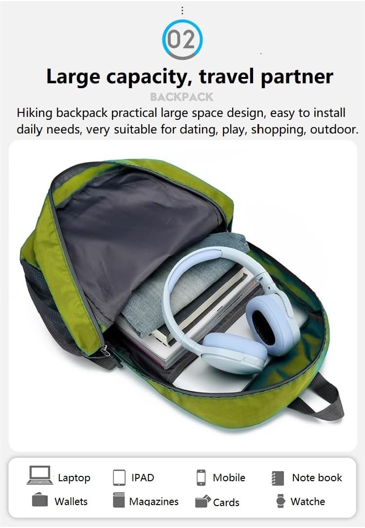 Ultra Lightweight-Packable-Hiking-Backpack Foldable Travel Camping Daypack Casual Outdoor Water-resistant 25L Backpacks (Lake Blue)