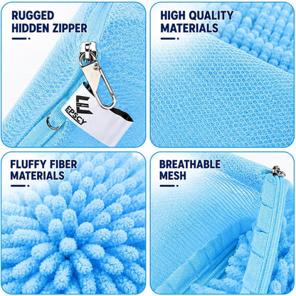 Shoe Washing Machine Bags - Reusable Sneaker Laundry Shoe Bag with 360° Deep Clean Mesh - Self Locking Zipper, Noise Reduction Washing Bag Fits All Shoes Sizes and Types - Yellow, Pack of 2