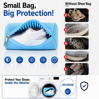 Shoe Washing Machine Bags - Reusable Sneaker Laundry Shoe Bag with 360° Deep Clean Mesh - Self Locking Zipper, Noise Reduction Washing Bag Fits All Shoes Sizes and Types - Yellow, Pack of 2