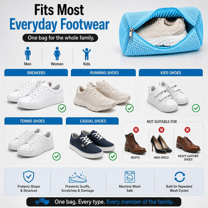 Shoe Washing Machine Bags - Reusable Sneaker Laundry Shoe Bag with 360° Deep Clean Mesh - Self Locking Zipper, Noise Reduction Washing Bag Fits All Shoes Sizes and Types - Yellow, Pack of 2