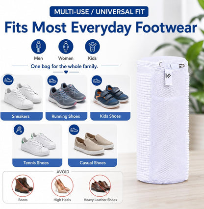 Shoe Washing Machine Bags - Reusable Sneaker Laundry Shoe Bag with 360° Deep Clean Mesh - Self Locking Zipper, Noise Reduction Washing Bag Fits All Shoes Sizes and Types - Yellow, Pack of 2