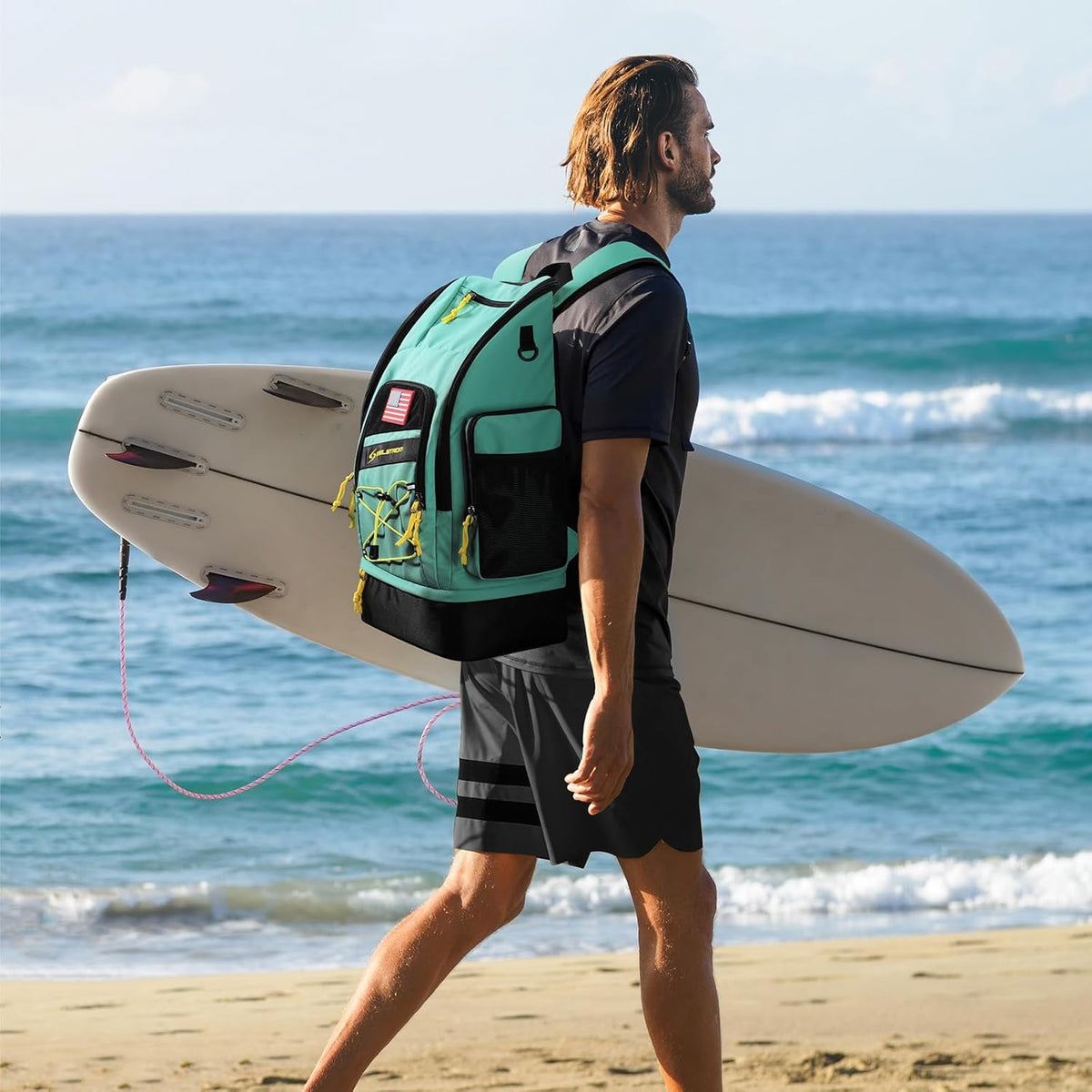Waterproof Swim Backpack, Gear Sports Bag With Shoe Compartment | 35l Capacity, Durable Polyester, Ergonomic Back Padding, Lightweight. Ideal For Swimming, Snorkeling, Kayaking, Gym, Travel