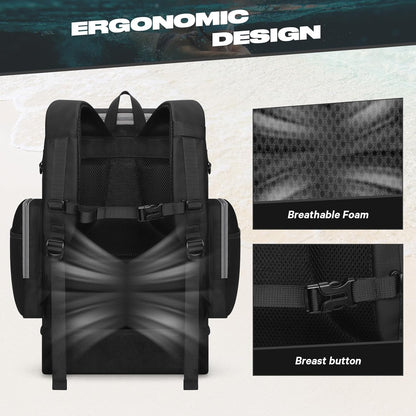 Waterproof Swim Backpack, Gear Sports Bag With Shoe Compartment | 35l Capacity, Durable Polyester, Ergonomic Back Padding, Lightweight. Ideal For Swimming, Snorkeling, Kayaking, Gym, Travel