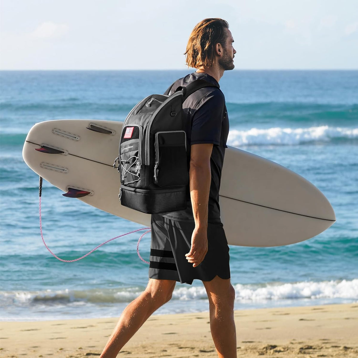 Waterproof Swim Backpack, Gear Sports Bag With Shoe Compartment | 35l Capacity, Durable Polyester, Ergonomic Back Padding, Lightweight. Ideal For Swimming, Snorkeling, Kayaking, Gym, Travel
