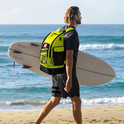 Waterproof Swim Backpack, Gear Sports Bag With Shoe Compartment | 35l Capacity, Durable Polyester, Ergonomic Back Padding, Lightweight. Ideal For Swimming, Snorkeling, Kayaking, Gym, Travel