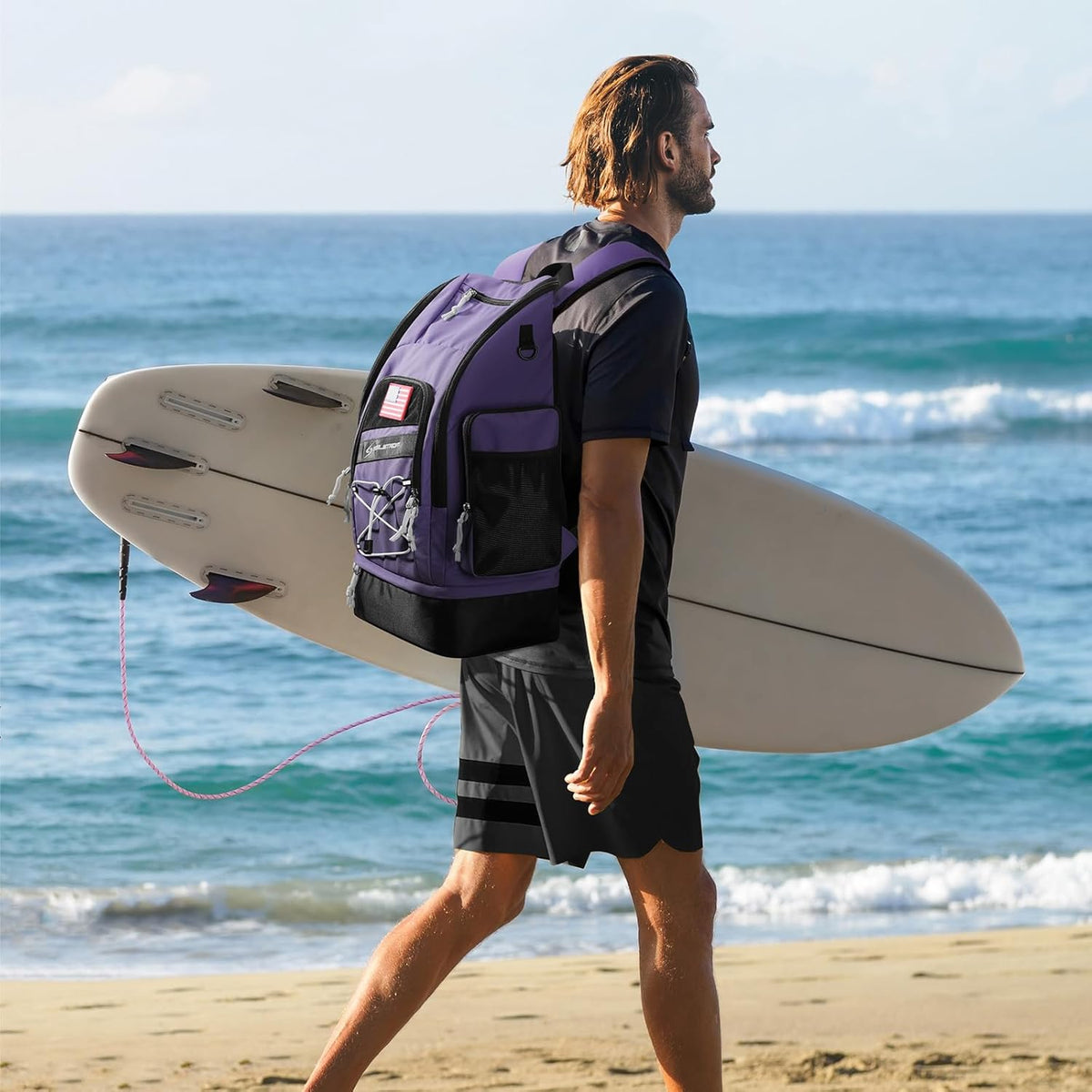 Waterproof Swim Backpack, Gear Sports Bag With Shoe Compartment | 35l Capacity, Durable Polyester, Ergonomic Back Padding, Lightweight. Ideal For Swimming, Snorkeling, Kayaking, Gym, Travel