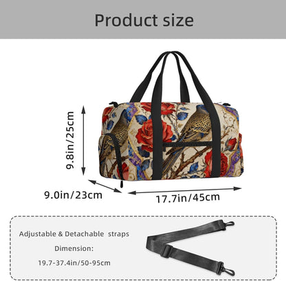 Beautiful flowers Duffel Bag with Shoe Compartment-Sports Gym Weekender for Men Women, Waterproof Travel Tote with Wet Pocket for Dirty Shoes