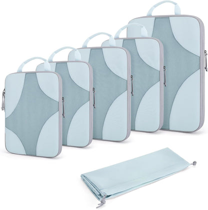 Compression Packing Cubes, Travel Bag Cruise Ship Essentials | Lightweight, Compressible Suitcase Organizer Set fit Standard Carry-On & Checked Luggage, 6 Set, 14 Set Washable Packing Bags