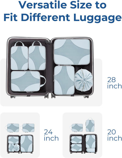 Compression Packing Cubes, Travel Bag Cruise Ship Essentials | Lightweight, Compressible Suitcase Organizer Set fit Standard Carry-On & Checked Luggage, 6 Set, 14 Set Washable Packing Bags
