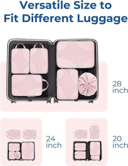 Compression Packing Cubes, Travel Bag Cruise Ship Essentials | Lightweight, Compressible Suitcase Organizer Set fit Standard Carry-On & Checked Luggage, 6 Set, 14 Set Washable Packing Bags