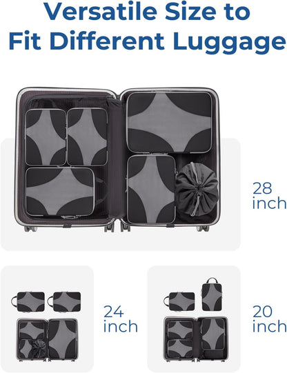 Compression Packing Cubes, Travel Bag Cruise Ship Essentials | Lightweight, Compressible Suitcase Organizer Set fit Standard Carry-On & Checked Luggage, 6 Set, 14 Set Washable Packing Bags