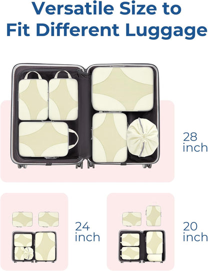 Compression Packing Cubes, Travel Bag Cruise Ship Essentials | Lightweight, Compressible Suitcase Organizer Set fit Standard Carry-On & Checked Luggage, 6 Set, 14 Set Washable Packing Bags