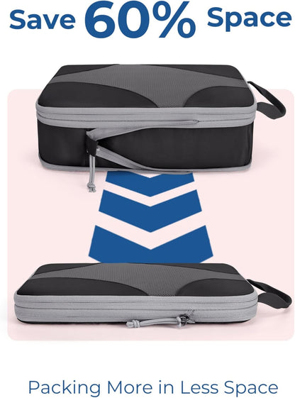 Compression Packing Cubes, Travel Bag Cruise Ship Essentials | Lightweight, Compressible Suitcase Organizer Set fit Standard Carry-On & Checked Luggage, 6 Set, 14 Set Washable Packing Bags