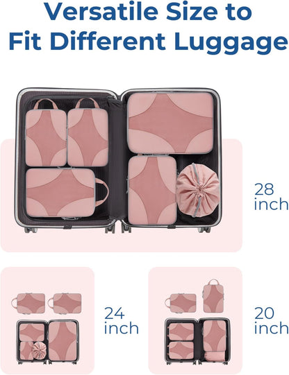 Compression Packing Cubes, Travel Bag Cruise Ship Essentials | Lightweight, Compressible Suitcase Organizer Set fit Standard Carry-On & Checked Luggage, 6 Set, 14 Set Washable Packing Bags