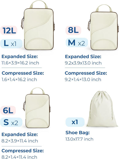 Compression Packing Cubes, Travel Bag Cruise Ship Essentials | Lightweight, Compressible Suitcase Organizer Set fit Standard Carry-On & Checked Luggage, 6 Set, 14 Set Washable Packing Bags