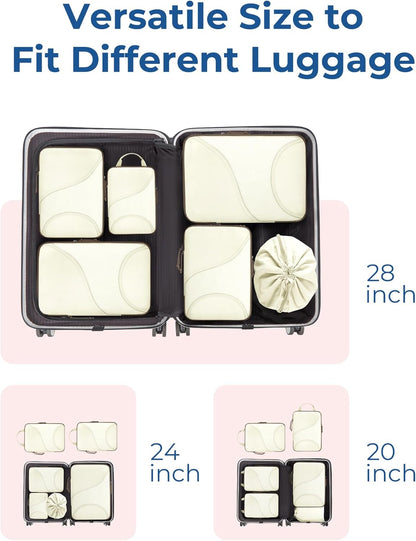 Compression Packing Cubes, Travel Bag Cruise Ship Essentials | Lightweight, Compressible Suitcase Organizer Set fit Standard Carry-On & Checked Luggage, 6 Set, 14 Set Washable Packing Bags