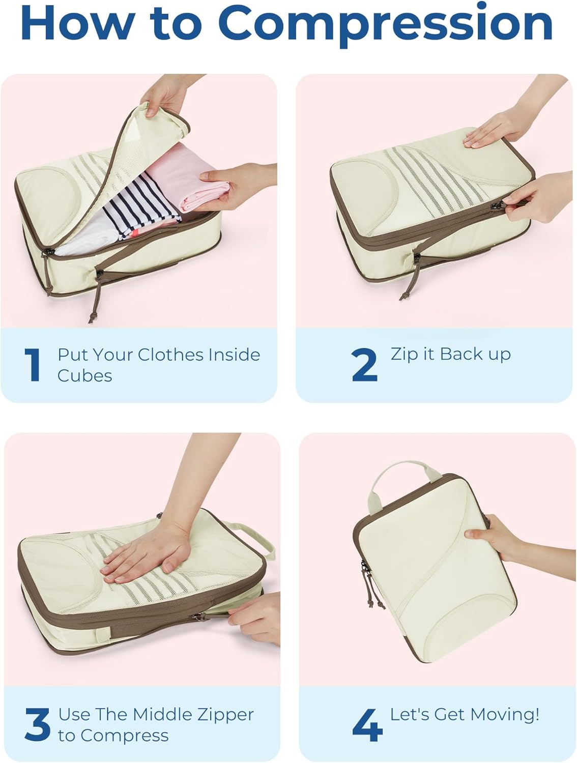 Compression Packing Cubes, Travel Bag Cruise Ship Essentials | Lightweight, Compressible Suitcase Organizer Set fit Standard Carry-On & Checked Luggage, 6 Set, 14 Set Washable Packing Bags