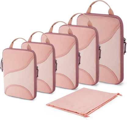 Compression Packing Cubes, Travel Bag Cruise Ship Essentials | Lightweight, Compressible Suitcase Organizer Set fit Standard Carry-On & Checked Luggage, 6 Set, 14 Set Washable Packing Bags