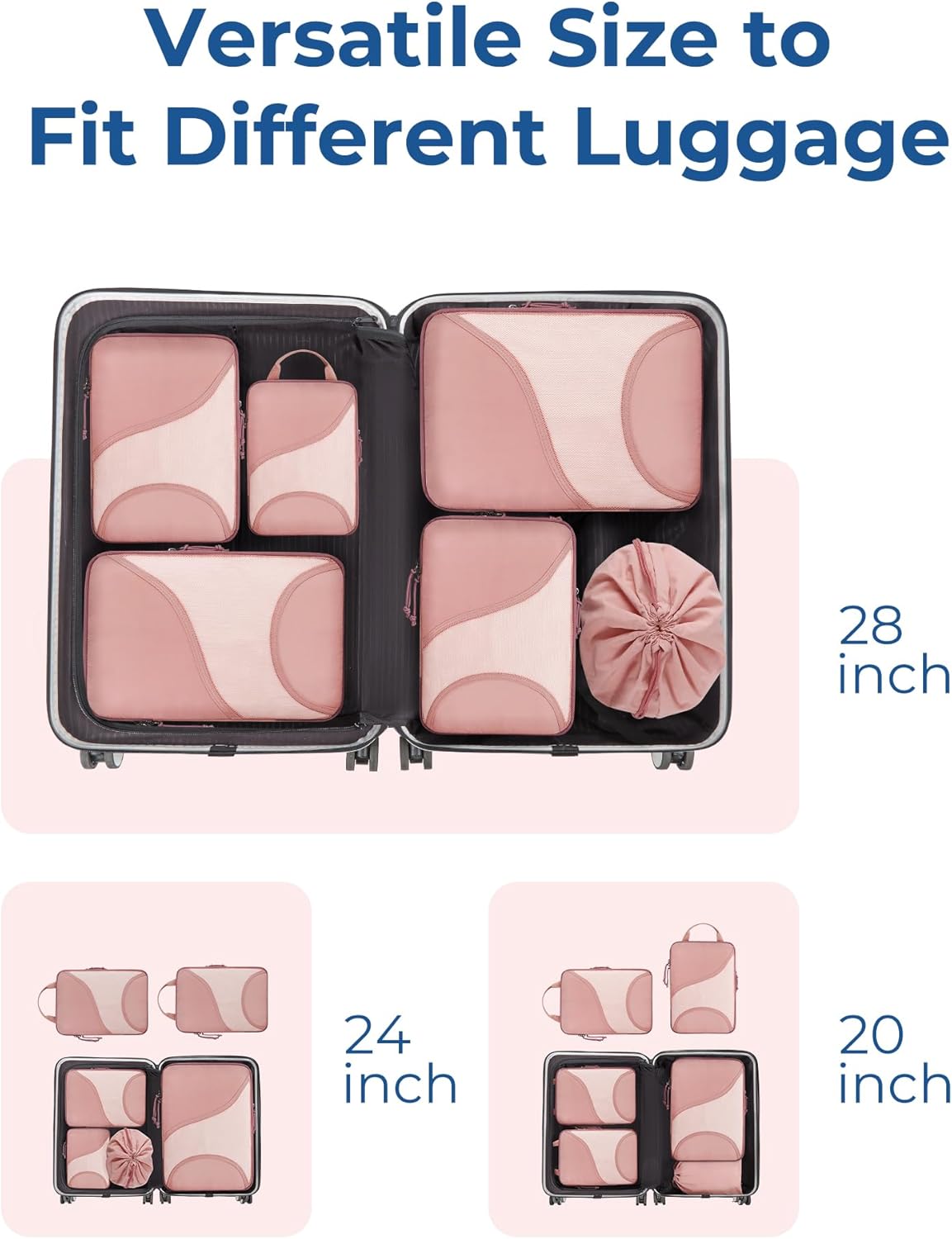 Compression Packing Cubes, Travel Bag Cruise Ship Essentials | Lightweight, Compressible Suitcase Organizer Set fit Standard Carry-On & Checked Luggage, 6 Set, 14 Set Washable Packing Bags