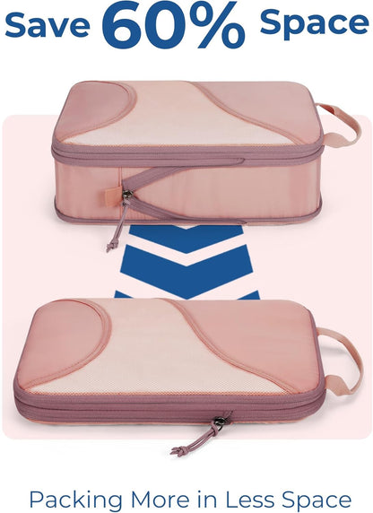 Compression Packing Cubes, Travel Bag Cruise Ship Essentials | Lightweight, Compressible Suitcase Organizer Set fit Standard Carry-On & Checked Luggage, 6 Set, 14 Set Washable Packing Bags