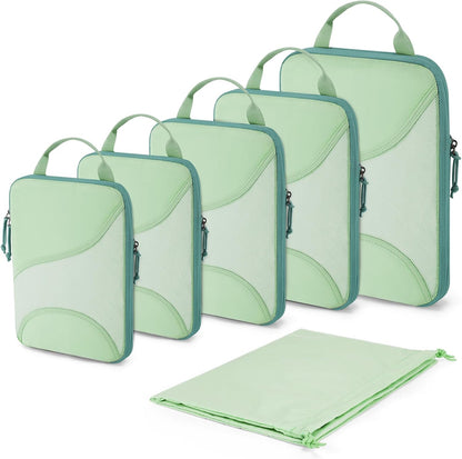 Compression Packing Cubes, Travel Bag Cruise Ship Essentials | Lightweight, Compressible Suitcase Organizer Set fit Standard Carry-On & Checked Luggage, 6 Set, 14 Set Washable Packing Bags