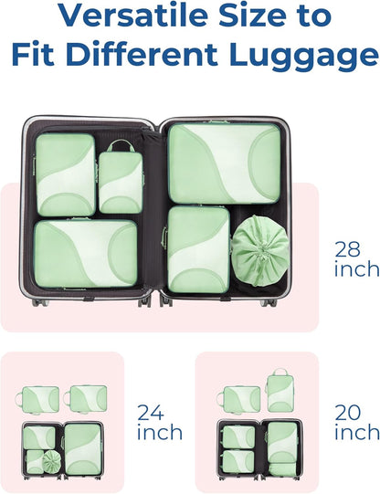 Compression Packing Cubes, Travel Bag Cruise Ship Essentials | Lightweight, Compressible Suitcase Organizer Set fit Standard Carry-On & Checked Luggage, 6 Set, 14 Set Washable Packing Bags