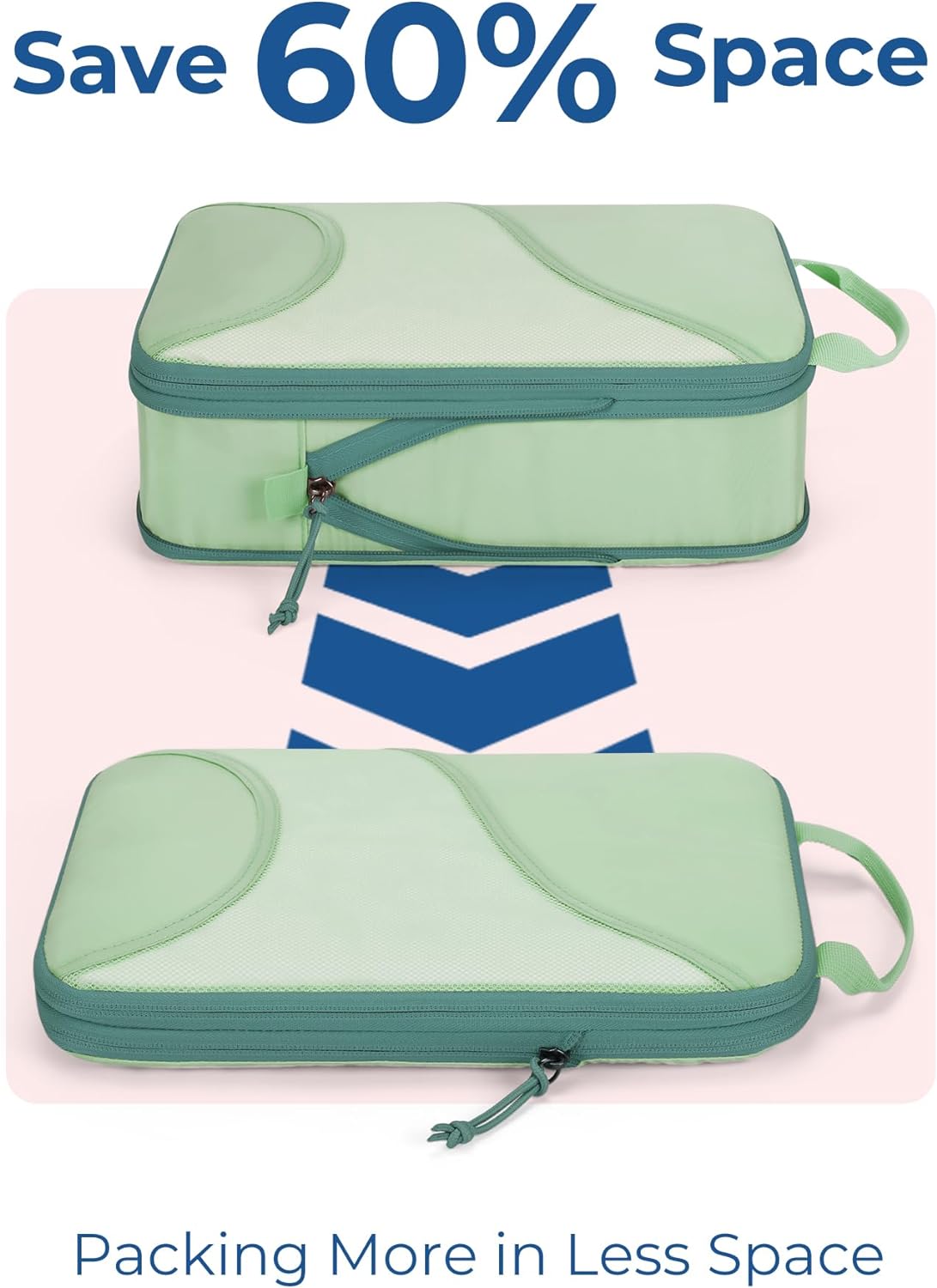 Compression Packing Cubes, Travel Bag Cruise Ship Essentials | Lightweight, Compressible Suitcase Organizer Set fit Standard Carry-On & Checked Luggage, 6 Set, 14 Set Washable Packing Bags