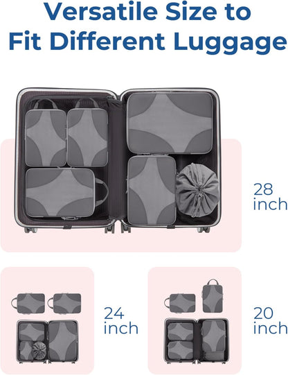 Compression Packing Cubes, Travel Bag Cruise Ship Essentials | Lightweight, Compressible Suitcase Organizer Set fit Standard Carry-On & Checked Luggage, 6 Set, 14 Set Washable Packing Bags