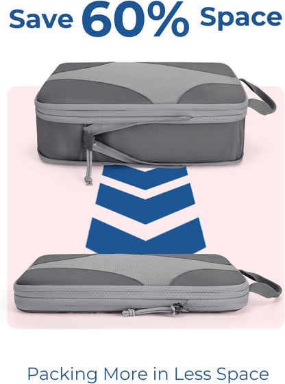 Compression Packing Cubes, Travel Bag Cruise Ship Essentials | Lightweight, Compressible Suitcase Organizer Set fit Standard Carry-On & Checked Luggage, 6 Set, 14 Set Washable Packing Bags