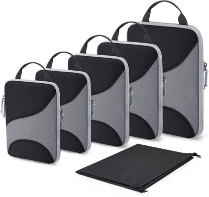 Compression Packing Cubes, Travel Bag Cruise Ship Essentials | Lightweight, Compressible Suitcase Organizer Set fit Standard Carry-On & Checked Luggage, 6 Set, 14 Set Washable Packing Bags