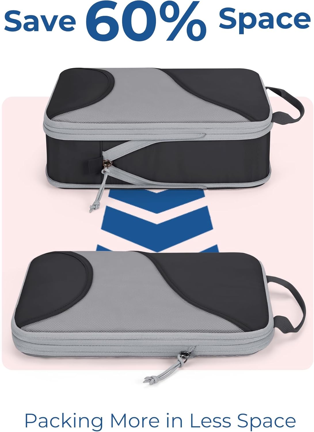 Compression Packing Cubes, Travel Bag Cruise Ship Essentials | Lightweight, Compressible Suitcase Organizer Set fit Standard Carry-On & Checked Luggage, 6 Set, 14 Set Washable Packing Bags