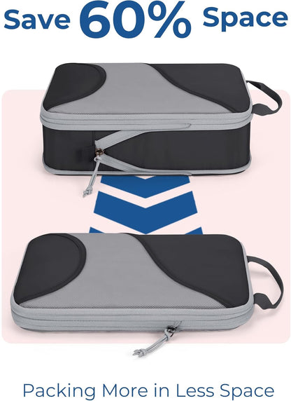 Compression Packing Cubes, Travel Bag Cruise Ship Essentials | Lightweight, Compressible Suitcase Organizer Set fit Standard Carry-On & Checked Luggage, 6 Set, 14 Set Washable Packing Bags