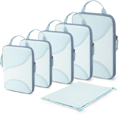 Compression Packing Cubes, Travel Bag Cruise Ship Essentials | Lightweight, Compressible Suitcase Organizer Set fit Standard Carry-On & Checked Luggage, 6 Set, 14 Set Washable Packing Bags