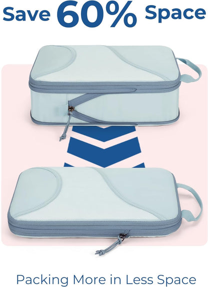 Compression Packing Cubes, Travel Bag Cruise Ship Essentials | Lightweight, Compressible Suitcase Organizer Set fit Standard Carry-On & Checked Luggage, 6 Set, 14 Set Washable Packing Bags