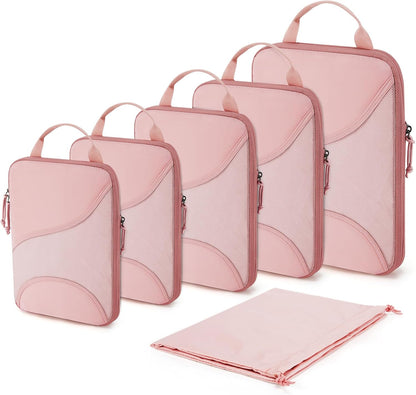 Compression Packing Cubes, Travel Bag Cruise Ship Essentials | Lightweight, Compressible Suitcase Organizer Set fit Standard Carry-On & Checked Luggage, 6 Set, 14 Set Washable Packing Bags