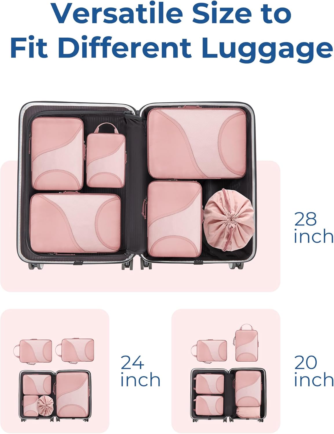 Compression Packing Cubes, Travel Bag Cruise Ship Essentials | Lightweight, Compressible Suitcase Organizer Set fit Standard Carry-On & Checked Luggage, 6 Set, 14 Set Washable Packing Bags