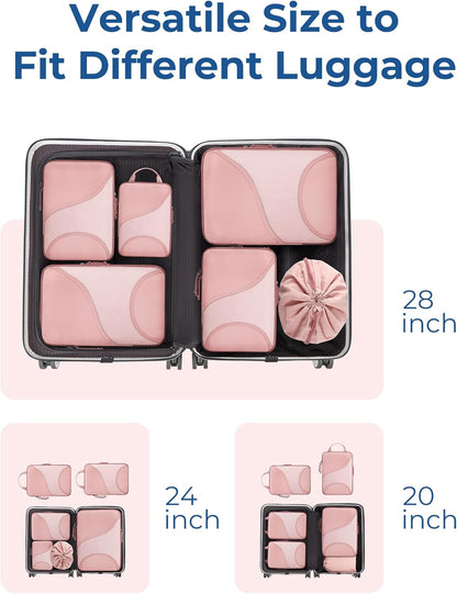 Compression Packing Cubes, Travel Bag Cruise Ship Essentials | Lightweight, Compressible Suitcase Organizer Set fit Standard Carry-On & Checked Luggage, 6 Set, 14 Set Washable Packing Bags