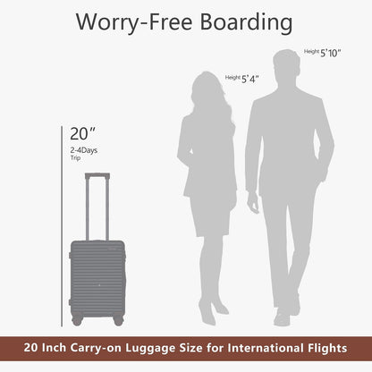 20-Inch Hardshell Carry on Luggage with Rolling Spinner 360°Wheels | Small Lightweight Hardside Carry-on Suitcase 22x14x9 Airline Approved with TSA Lock for Travel Women Men Business Weekend