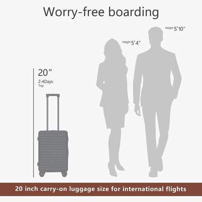20-Inch Hardshell Carry on Luggage with Rolling Spinner 360°Wheels | Small Lightweight Hardside Carry-on Suitcase 22x14x9 Airline Approved with TSA Lock for Travel Women Men Business Weekend