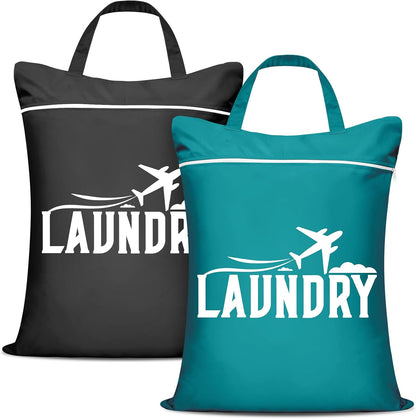 2 Pcs Large Travel Laundry Bag Washable Waterproof Wet Bag Dirty Clothes Bag Swimsuit Workout Bag for Gym Clothes Laundry Wet Clothes Swimming Pool Yoga College Dorm (Blue+Grey)