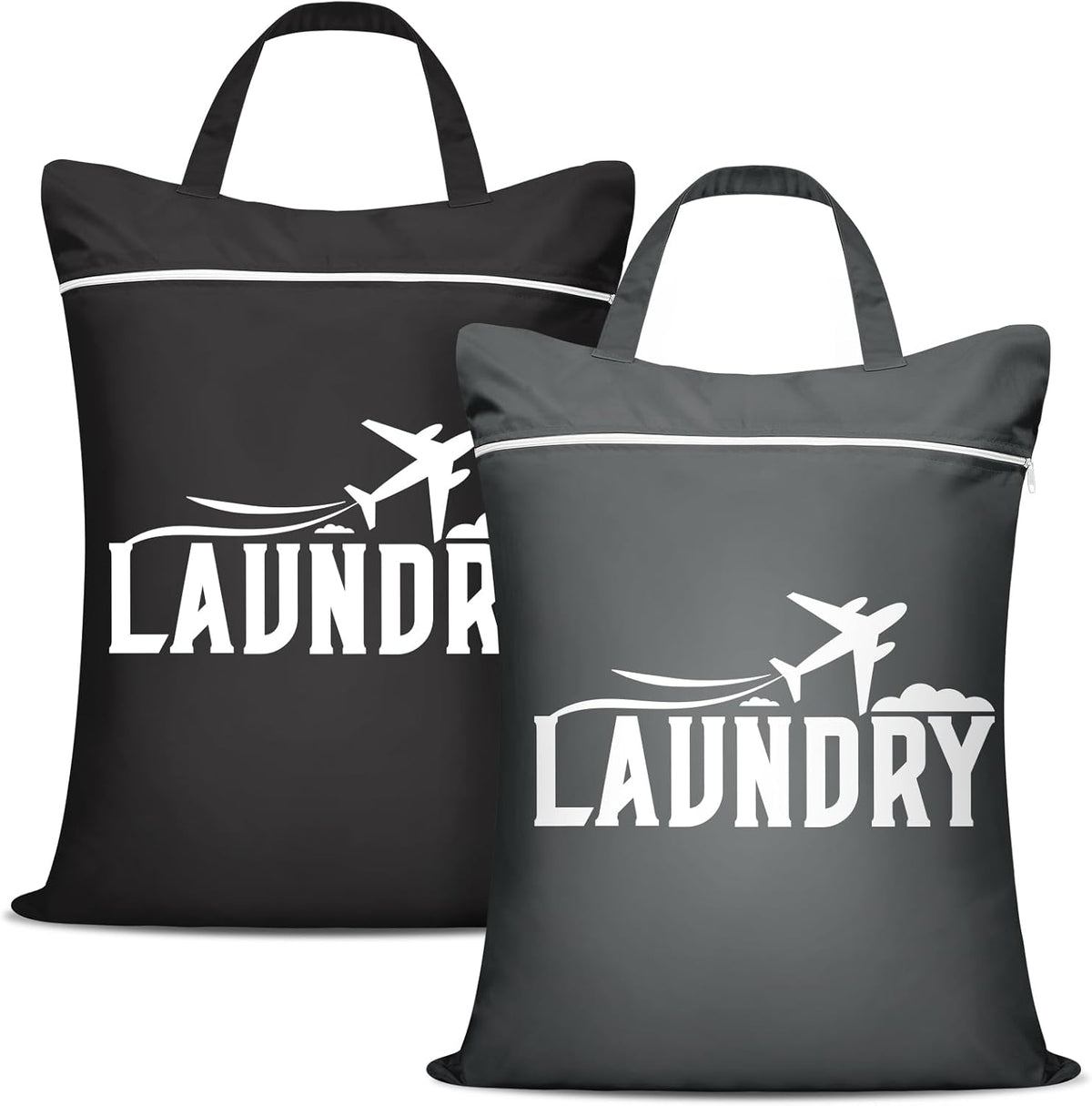 2 Pcs Large Travel Laundry Bag Washable Waterproof Wet Bag Dirty Clothes Bag Swimsuit Workout Bag for Gym Clothes Laundry Wet Clothes Swimming Pool Yoga College Dorm (Blue+Grey)